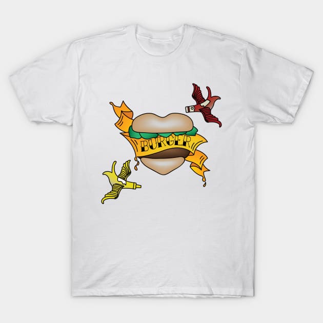 Burger Tattoo T-Shirt by CY